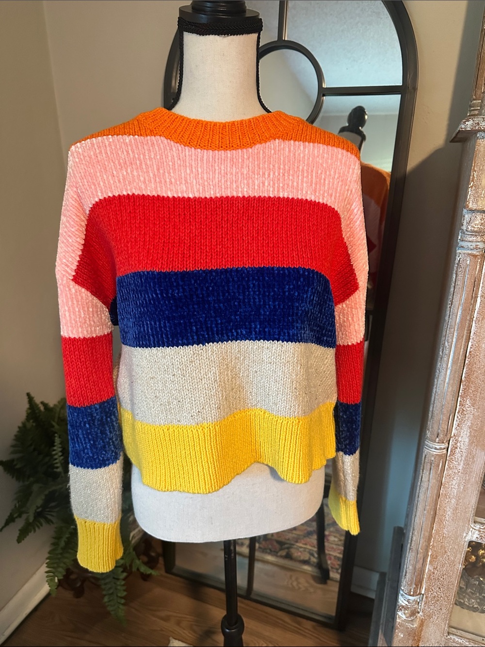 Alice + Olivia Multicolor Striped Crewneck Sweater